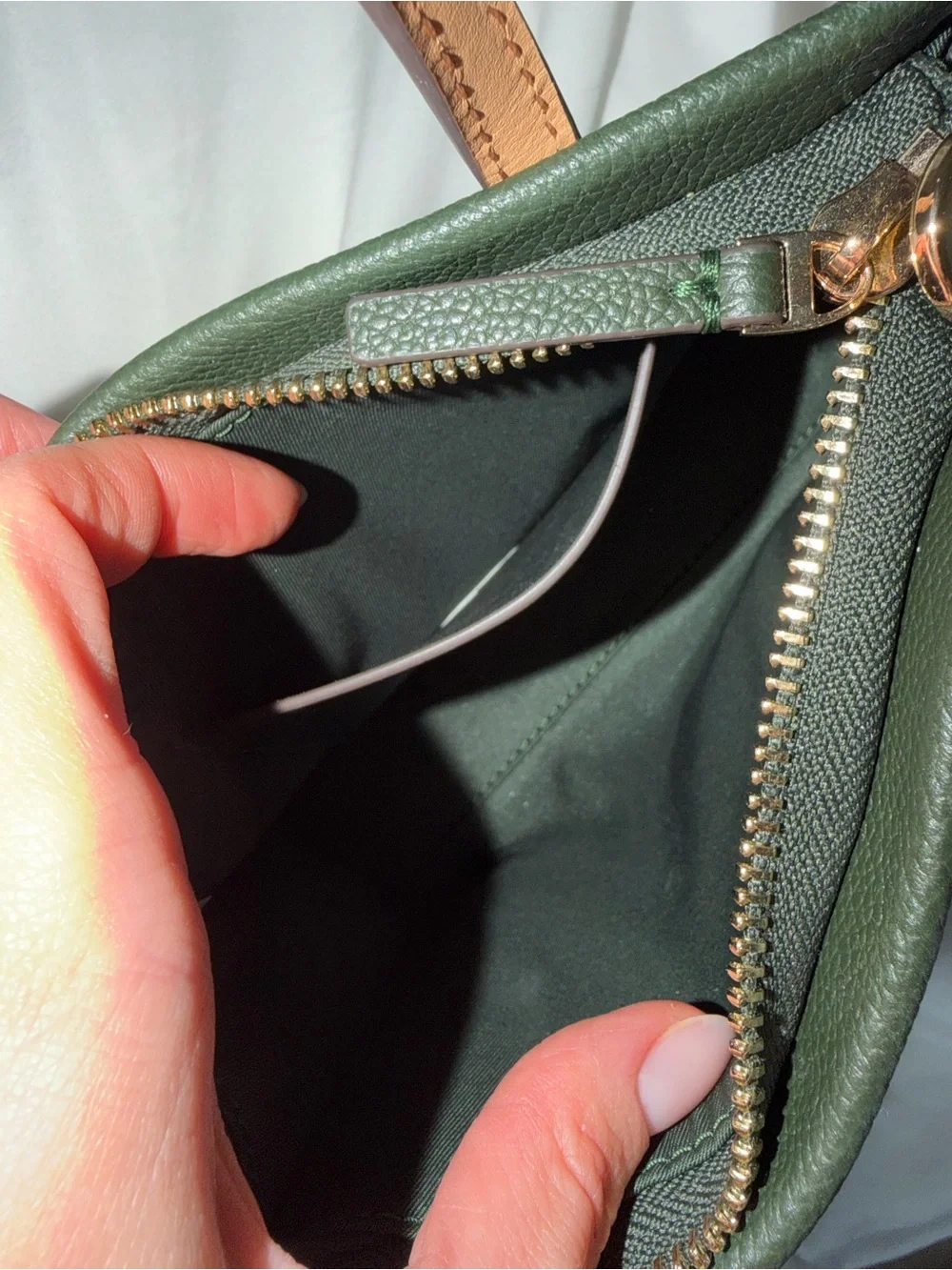 Tory Burch Green Leather Top-Handle Mini Bag with Tan Handles